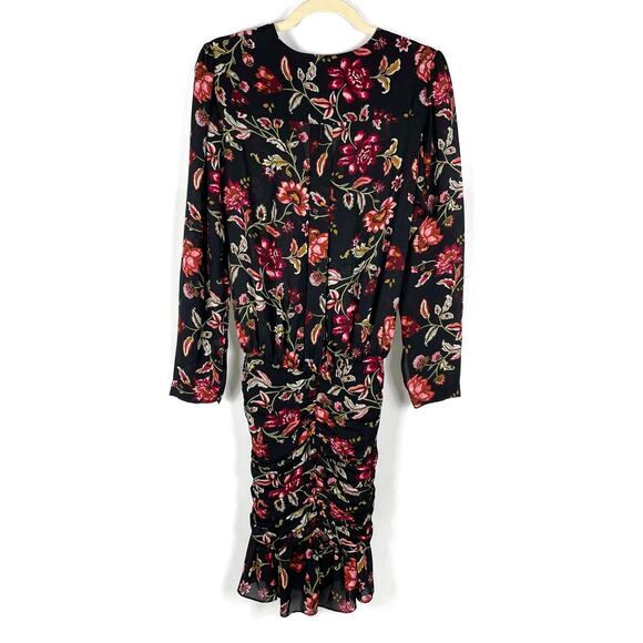 ALC Haven Dress Black Floral Silk Long Sleeve Mini‎ V-Neck Sz 6 - Picture 12 of 12